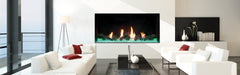 Plaza 75-Inch Linear Single-Sided Gas Fireplace with Glass Barrier Modern Design Indoor DVLXG75BP90N