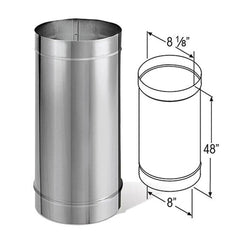 8" x 48" DuraBlack Stainless Steel Single-Wall Pipe - 8DBK-48SS