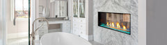 Plaza 75-Inch Linear See-Through Gas Fireplace with Glass Barrier Modern Design Indoor DVLXG75SP90N