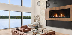 Plaza 55-Inch Linear Single-Sided Gas Fireplace with Screen Barrier Modern Design Indoor DVLXB55BP90N