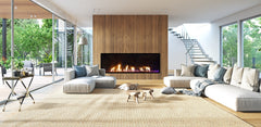 Plaza 55-Inch Linear Single-Sided Gas Fireplace with Screen Barrier Modern Design Indoor DVLXB55BP90N
