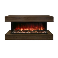 Modern Flames 80 Inch Mantel Weathered Walnut Wall Mounted Floating Electric Fireplace WMC-80LPM-WW