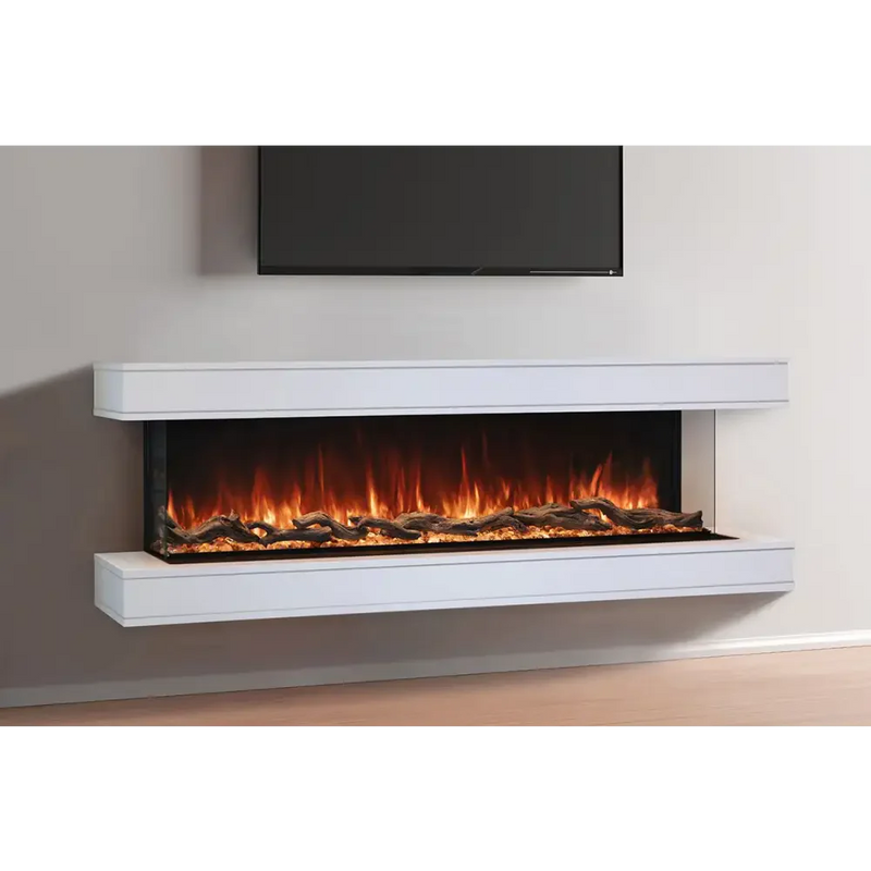Modern Flames 44 Inch Mantel Weathered Walnut Wall Mounted Floating Electric Fireplace WMC-44LPM-WW