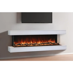 Modern Flames 80 Inch Mantel Weathered Walnut Wall Mounted Floating Electric Fireplace WMC-80LPM-WW