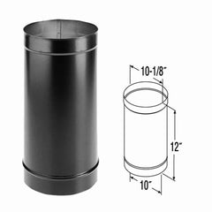 10" x 12" DuraBlack Single-Wall Black Stove Pipe - 10DBK-12