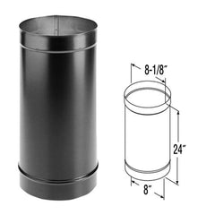 8" x 24" DuraBlack Single-Wall Black Stove Pipe - 8DBK-24