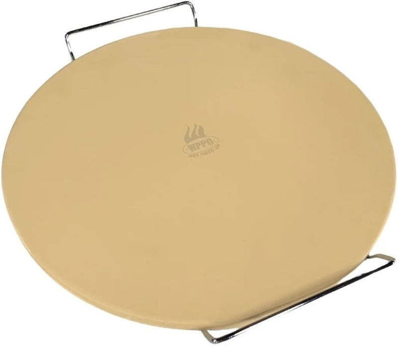 WPPO 15 Inch Portable Series Pizza Stone Cordierite Round with Handles Indoor/Outdoor WKST‑15R