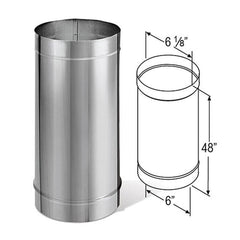 6" x 48" DuraBlack Stainless Steel Single-Wall Pipe - 6DBK-48SS
